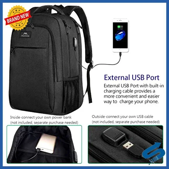 Large Travel Laptop Backpack with USB Charging Port Anti-Theft TSA Friendly
